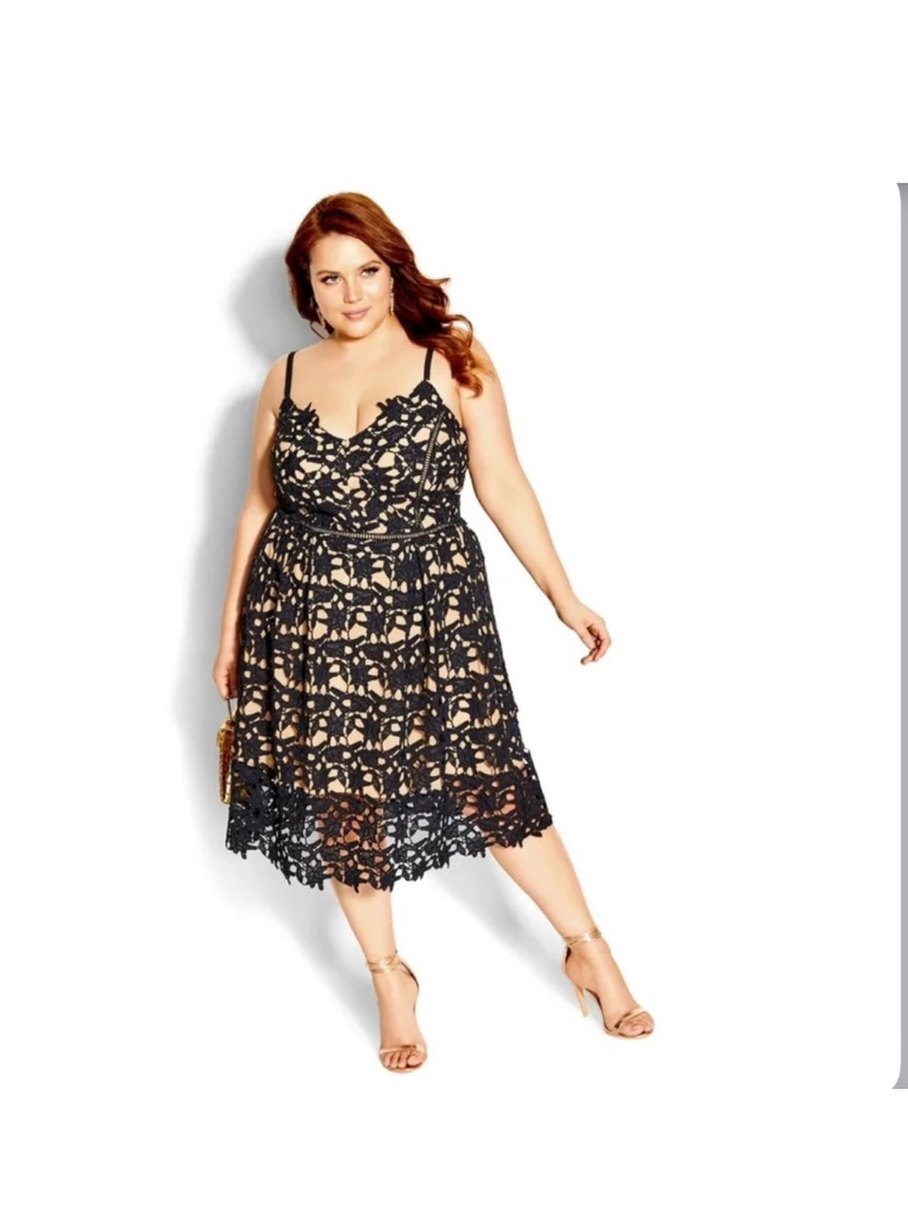 City Chic So Fancy Navy Lace Overlay Dress Size 20